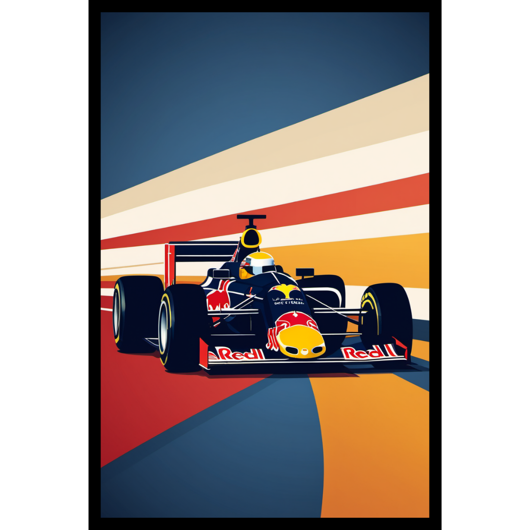 Red Bull Racing Formula 1 Poster – Retro Motorsport Wall Art Print