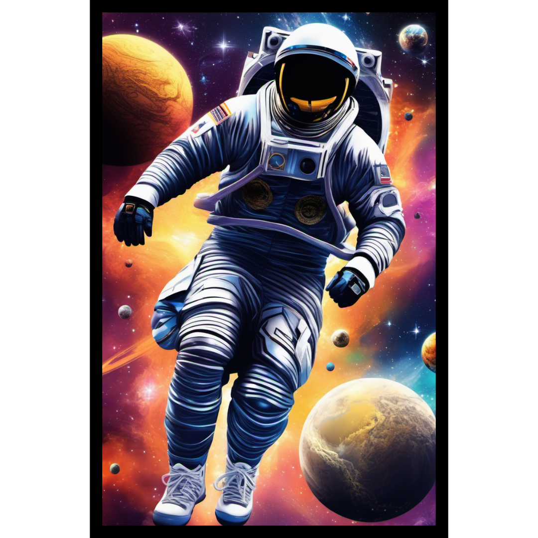 Astronaut in Space Poster – Cosmic Galaxy Exploration Wall Art Print
