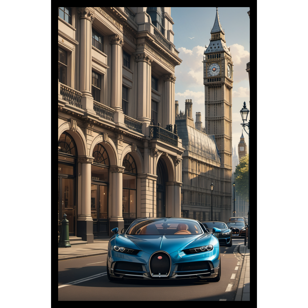 Bugatti Chiron in London Poster – Luxury Supercar Wall Art Print