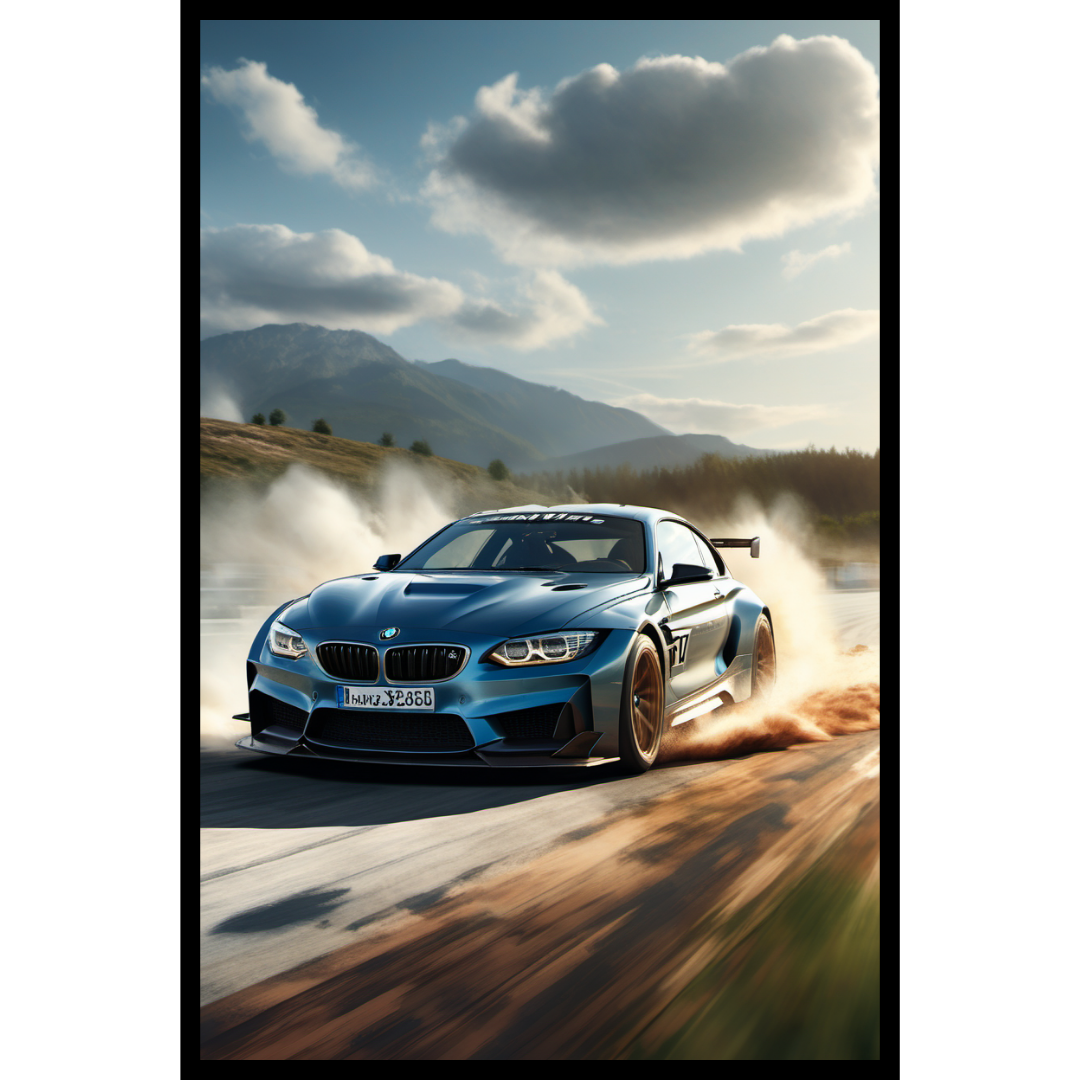 BMW M4 Drift Poster – Motorsport Racing Car Wall Art Print