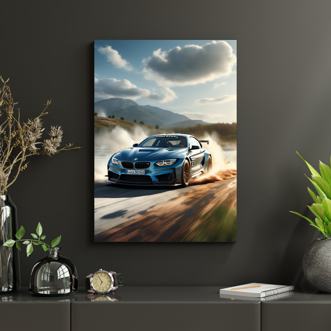 BMW M4 Drift Poster – Motorsport Racing Car Wall Art Print
