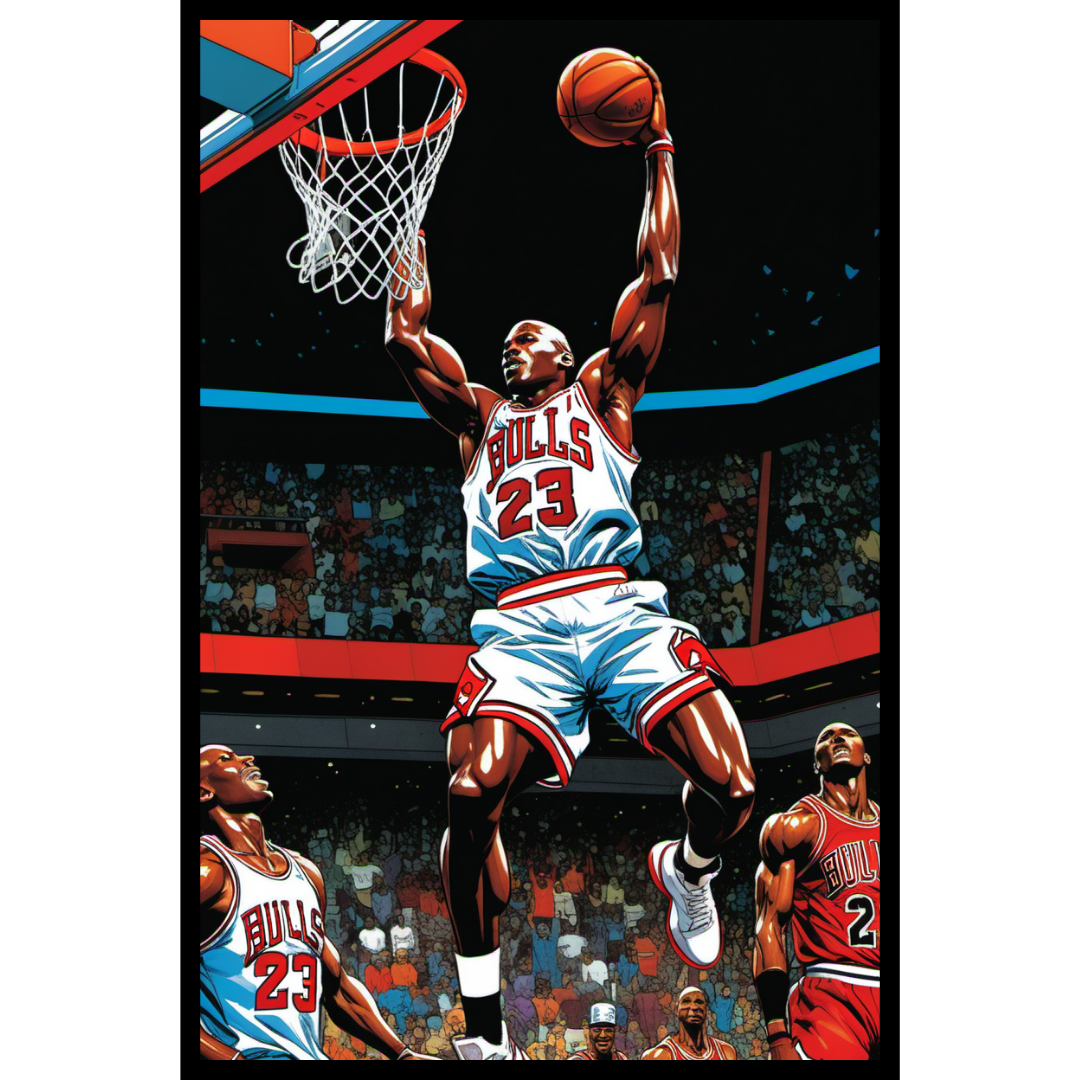 Michael Jordan Poster – Chicago Bulls Slam Dunk Basketball Wall Art Print