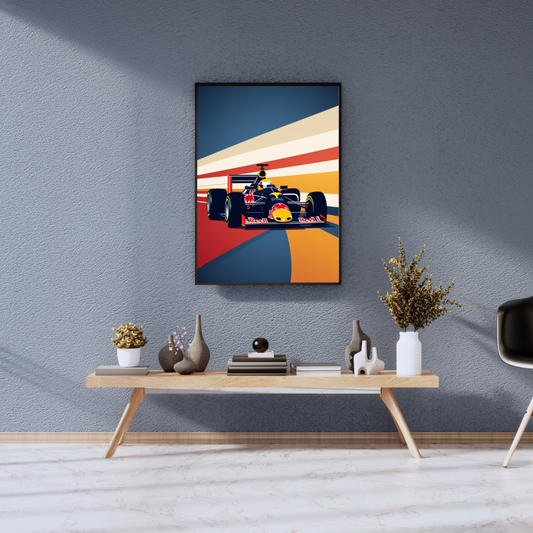 Red Bull Racing Formula 1 Poster – Retro Motorsport Wall Art Print