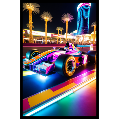Las Vegas Formula 1 Poster – Neon Racing Night Wall Art Print