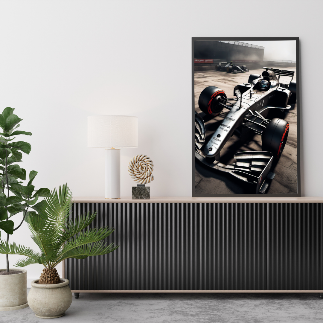 Mercedes Formula 1 Poster – Silver Arrows Racing Wall Art Print