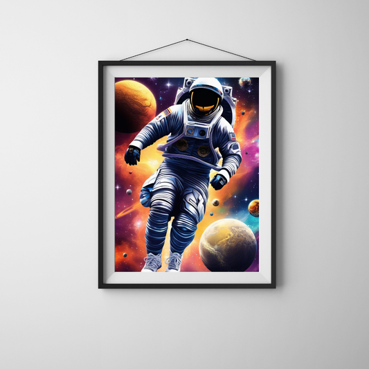 Astronaut in Space Poster – Cosmic Galaxy Exploration Wall Art Print