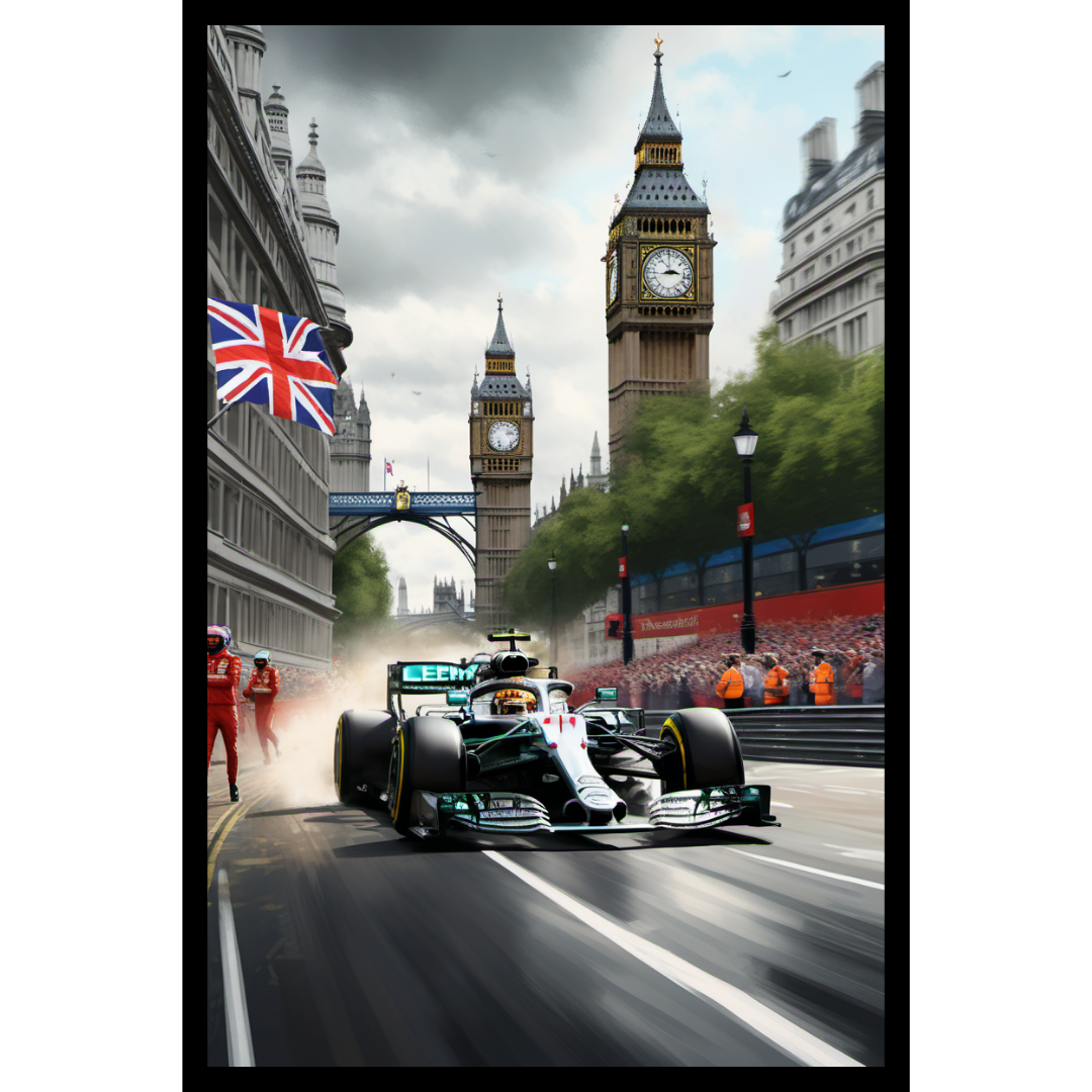 Formula 1 London Poster – F1 Racing at Big Ben Wall Art Print
