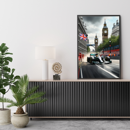 Formula 1 London Poster – F1 Racing at Big Ben Wall Art Print