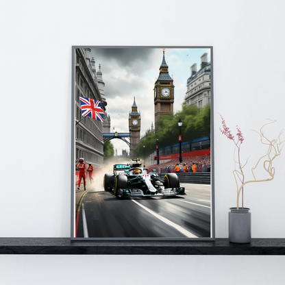 Formula 1 London Poster – F1 Racing at Big Ben Wall Art Print