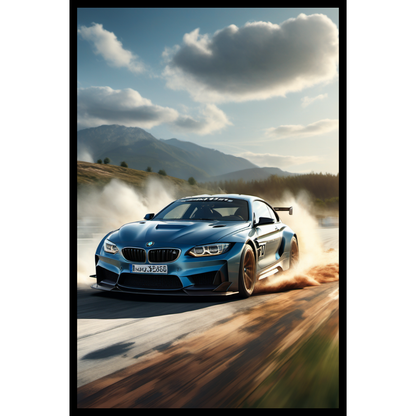 BMW M4 Drift Poster – Motorsport Racing Car Wall Art Print