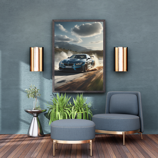 BMW M4 Drift Poster – Motorsport Racing Car Wall Art Print