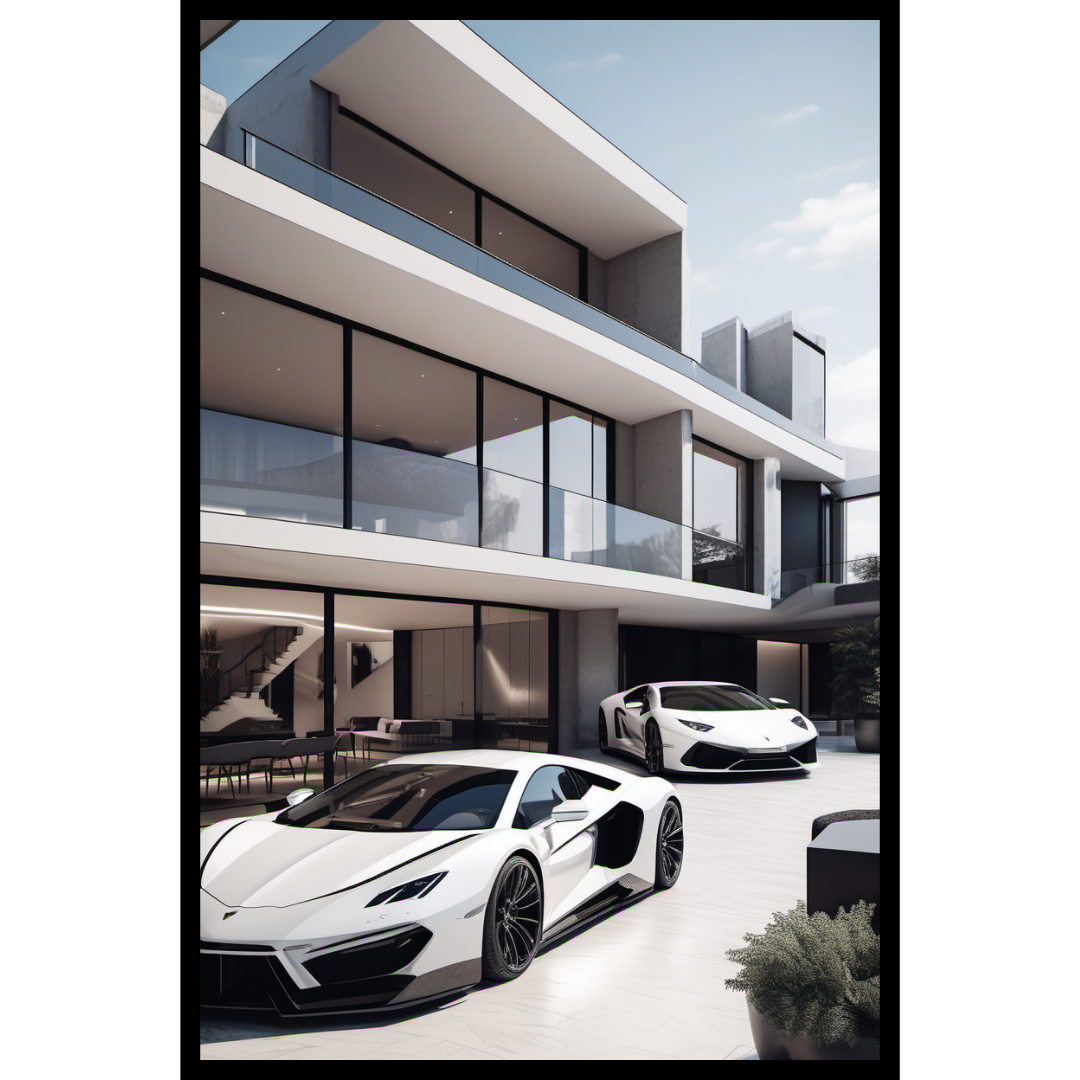 Luxury Supercar Mansion Poster – Dream Lifestyle Wall Art Print