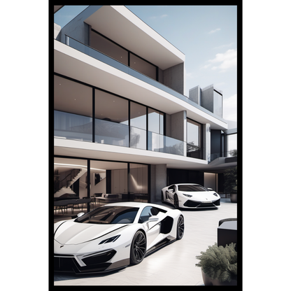 Luxury Supercar Mansion Poster – Dream Lifestyle Wall Art Print