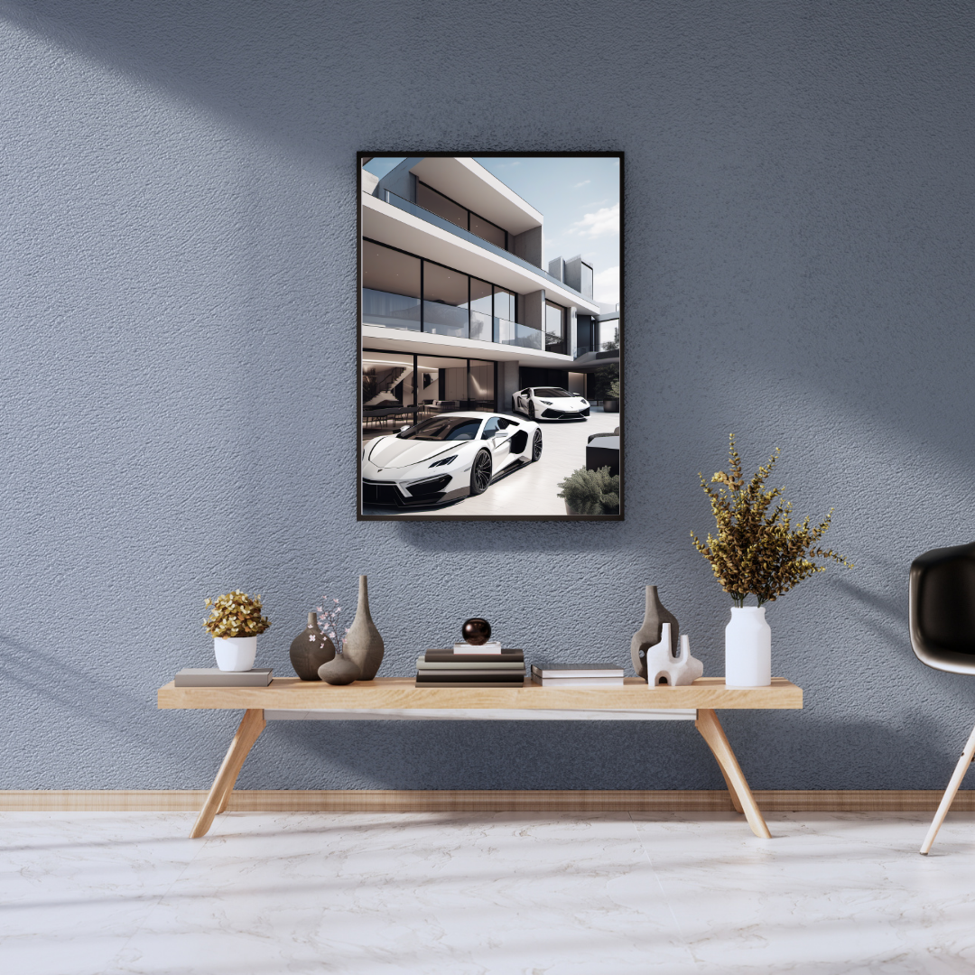 Luxury Supercar Mansion Poster – Dream Lifestyle Wall Art Print