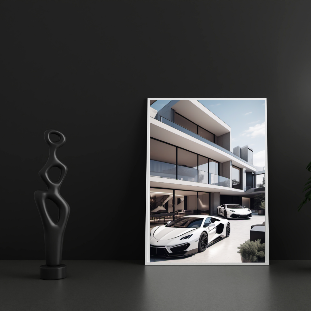 Luxury Supercar Mansion Poster – Dream Lifestyle Wall Art Print