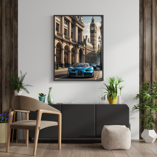Bugatti Chiron in London Poster – Luxury Supercar Wall Art Print