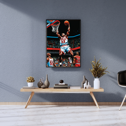 Michael Jordan Poster – Chicago Bulls Slam Dunk Basketball Wall Art Print