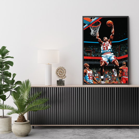 Michael Jordan Poster – Chicago Bulls Slam Dunk Basketball Wall Art Print