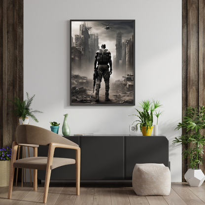 Post-Apocalyptic Soldier Poster – Urban Warfare Military Wall Art Print