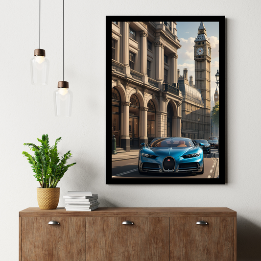 Bugatti Chiron in London Poster – Luxury Supercar Wall Art Print